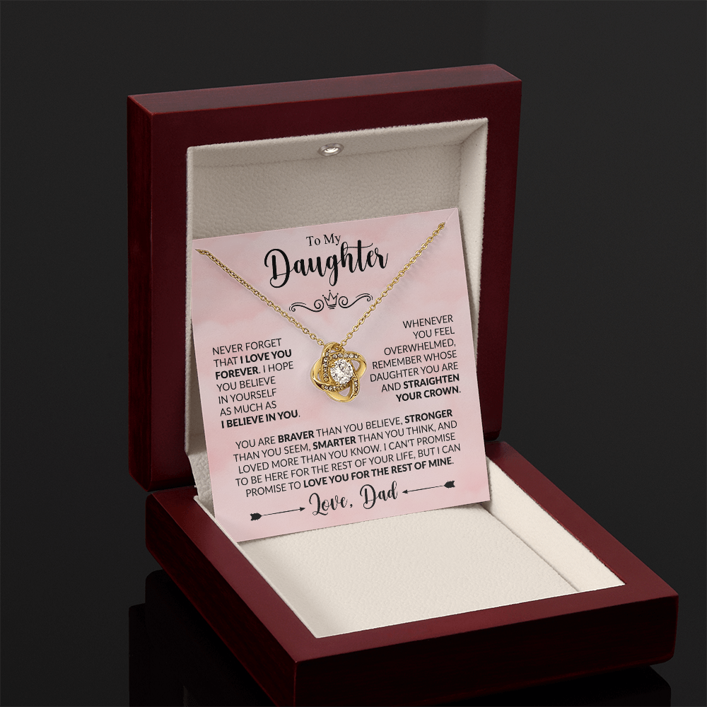 To My Daughter - Love Dad - Beautiful Gift Set - Love Knot Necklace -DLK021