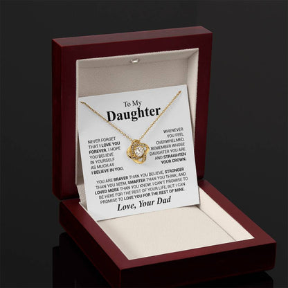 To My Daughter - Love Dad - Beautiful Gift Set - Love Knot Necklace -DLK023