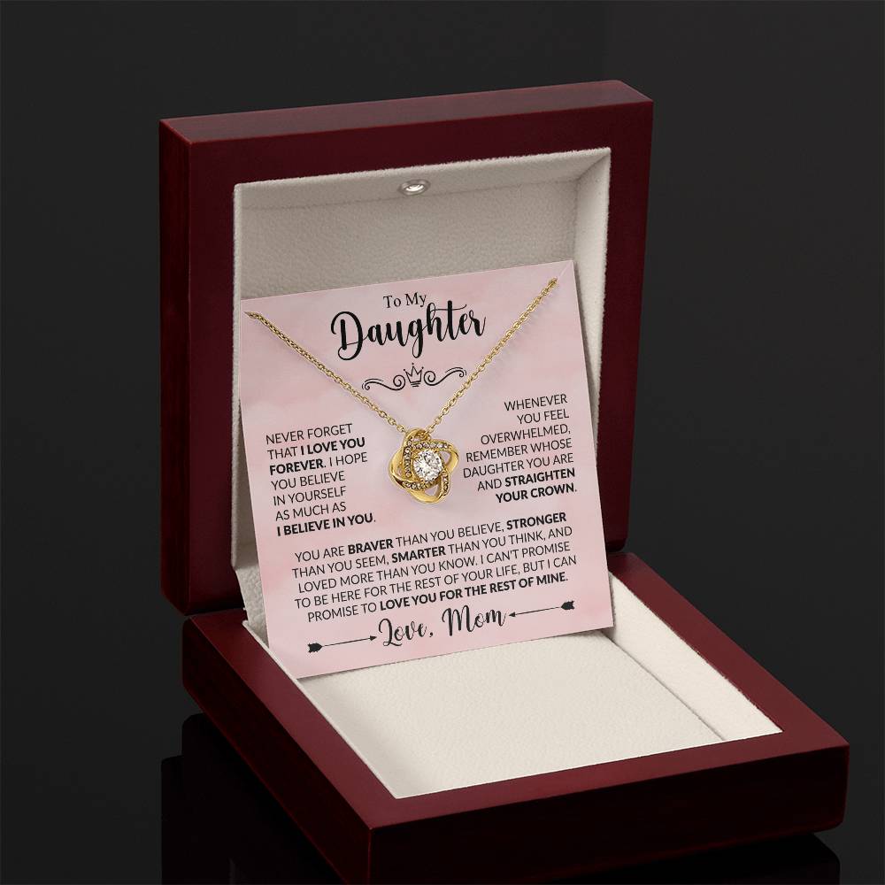 To My Daughter - Love Mom - Beautiful Gift Set - Love Knot Necklace -DLK022