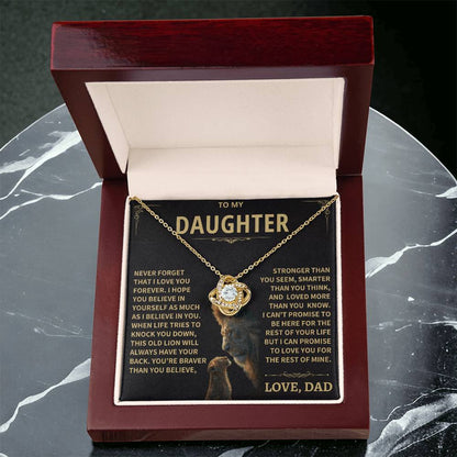 To My Daughter - Love Dad - Beautiful Gift Set - Love Knot Necklace -DLK009