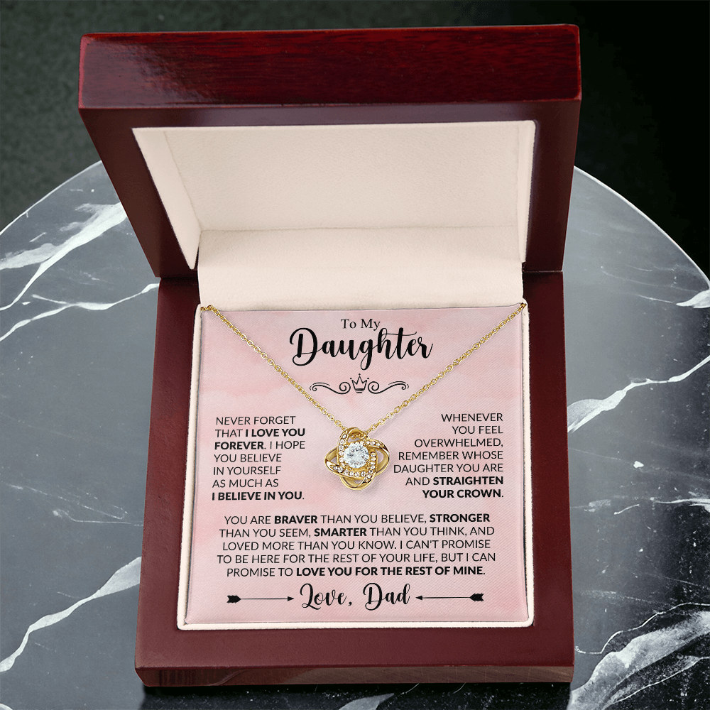To My Daughter - Love Dad - Beautiful Gift Set - Love Knot Necklace -DLK021