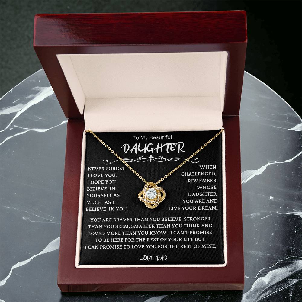 To My Daughter - Love Dad - Beautiful Gift Set - Love Knot Necklace -DLK019