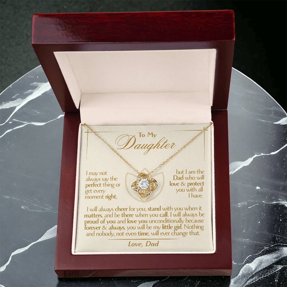 To My Daughter - Love Dad - Beautiful Gift Set - Love Knot Necklace -DLK010