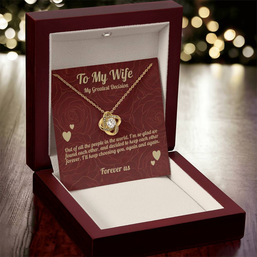 To My Wife - Beautiful Gift Set - Love Knot Necklace - WLKL003