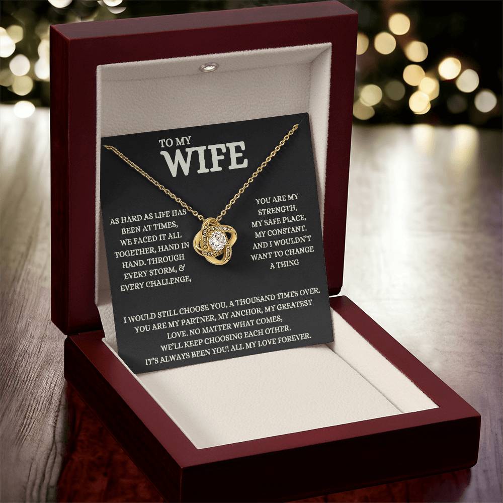To My Wife - Beautiful Gift Set - Love Knot Necklace - WLKL007