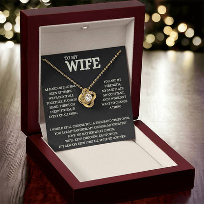 To My Wife - Beautiful Gift Set - Love Knot Necklace - WLKL007