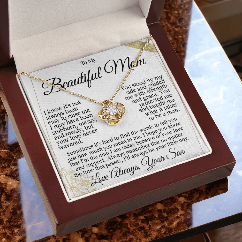 To My Mom - Beautiful Gift Set - Love Knot Necklace -MLK004