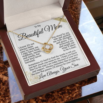 To My Mom - Beautiful Gift Set - Love Knot Necklace -MLK004