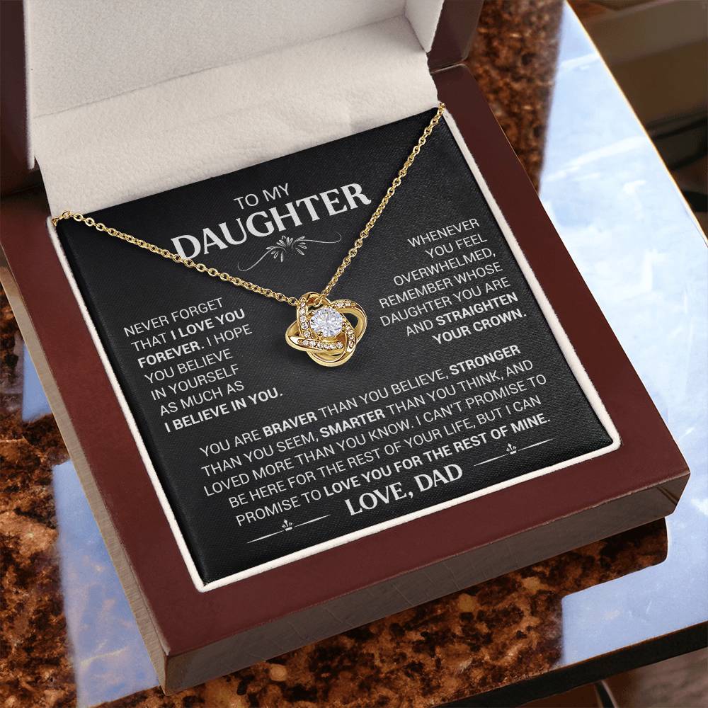 To My Daughter - Love Dad - Beautiful Gift Set - Love Knot Necklace -DLK013