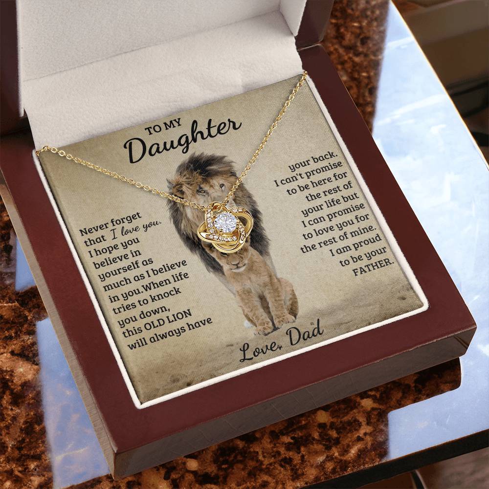 To My Daughter - Love Dad - Beautiful Gift Set - Love Knot Necklace -DLK018