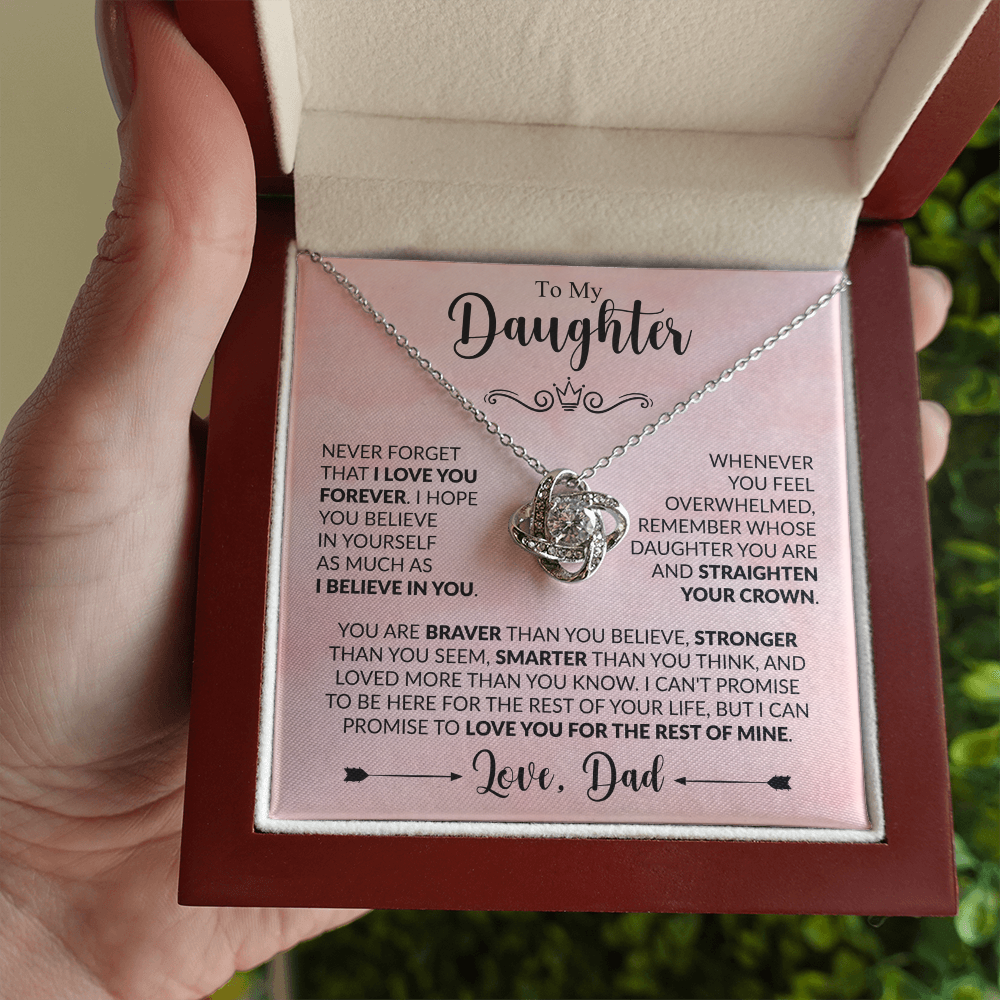 To My Daughter - Love Dad - Beautiful Gift Set - Love Knot Necklace -DLK021