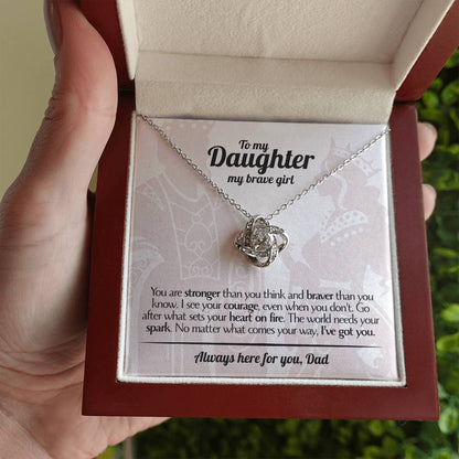 To My Daughter - Love Dad - Beautiful Gift Set - Love Knot Necklace -DLK017