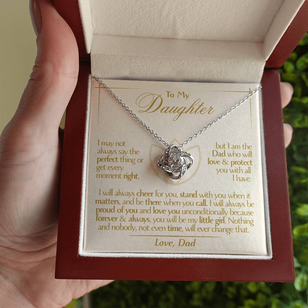 To My Daughter - Love Dad - Beautiful Gift Set - Love Knot Necklace -DLK010