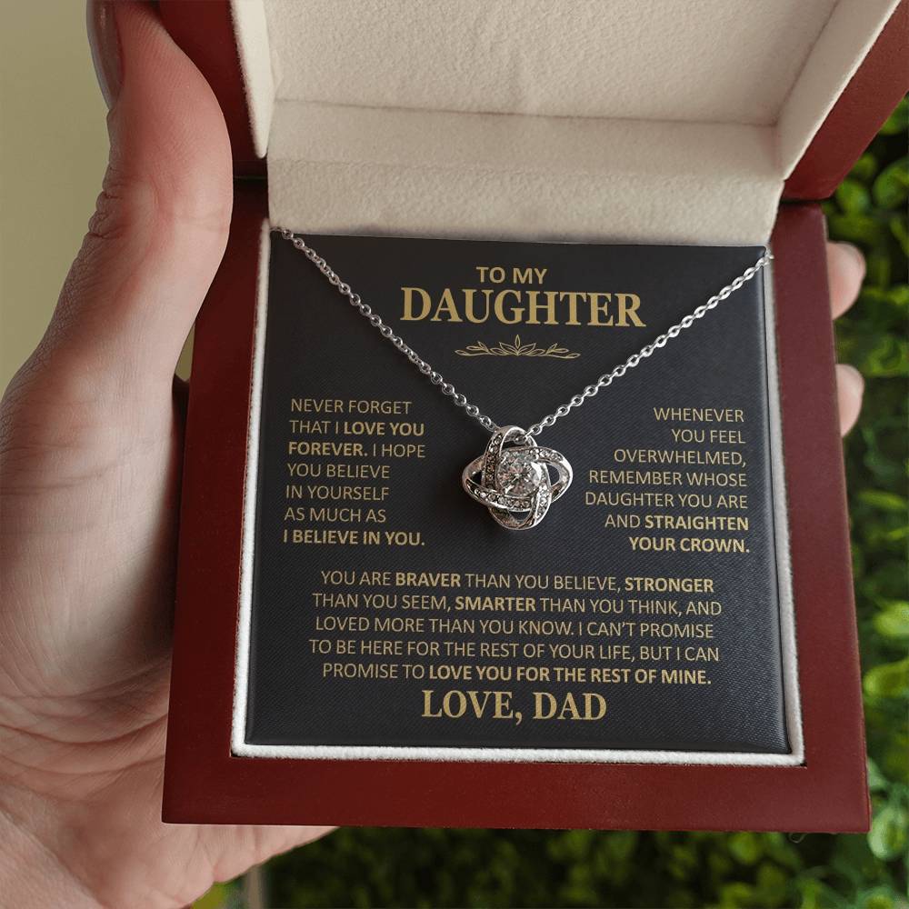 To My Daughter - Love Dad - Beautiful Gift Set - Love Knot Necklace -DLK020