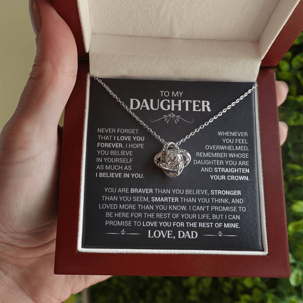 To My Daughter - Love Dad - Beautiful Gift Set - Love Knot Necklace -DLK008