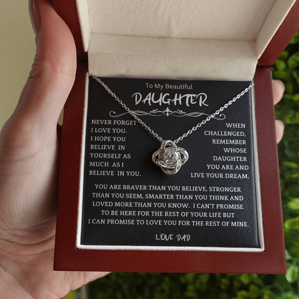 To My Daughter - Love Dad - Beautiful Gift Set - Love Knot Necklace -DLK019