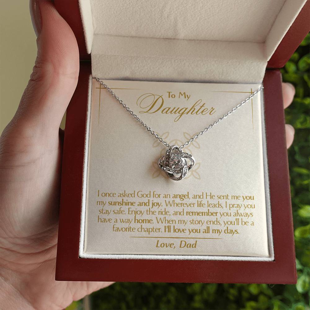 To My Daughter - Love Dad - Beautiful Gift Set - Love Knot Necklace -DLK016