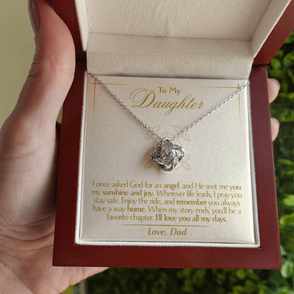 To My Daughter - Love Dad - Beautiful Gift Set - Love Knot Necklace -DLK016