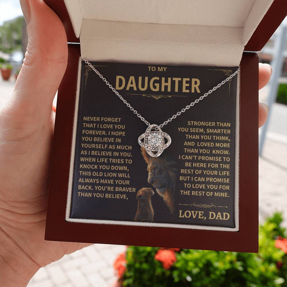 To My Daughter - Love Dad - Beautiful Gift Set - Love Knot Necklace -DLK009