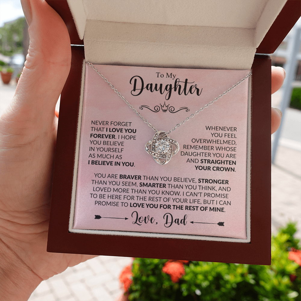 To My Daughter - Love Dad - Beautiful Gift Set - Love Knot Necklace -DLK021