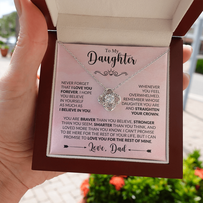 To My Daughter - Love Dad - Beautiful Gift Set - Love Knot Necklace -DLK021