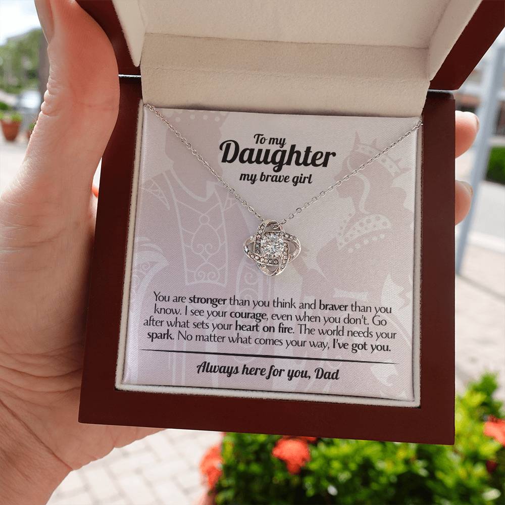 To My Daughter - Love Dad - Beautiful Gift Set - Love Knot Necklace -DLK017