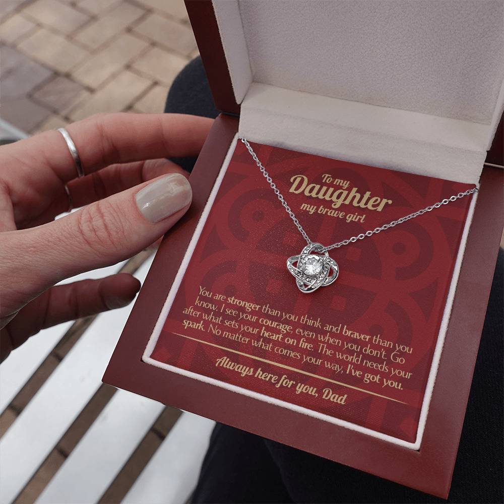 To My Daughter - Love Dad - Beautiful Gift Set - Love Knot Necklace -DLK003