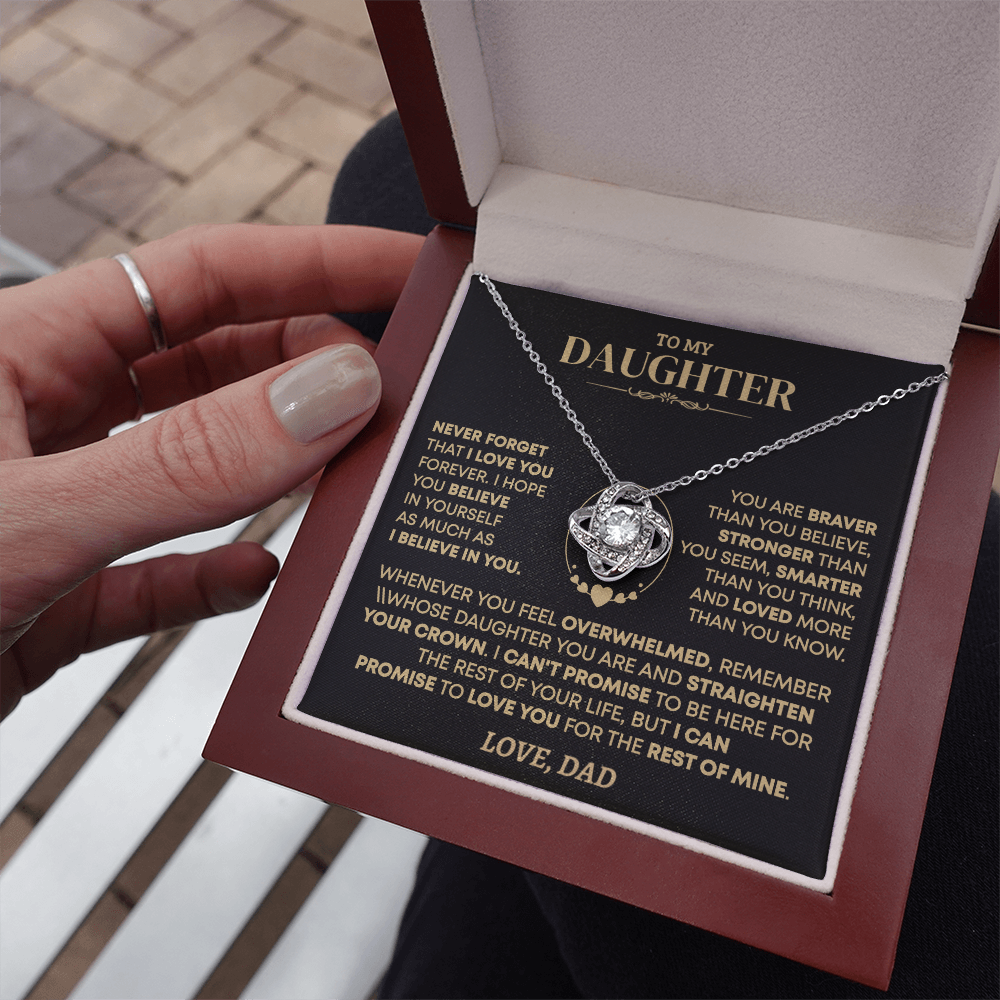 To My Daughter - Love Dad - Beautiful Gift Set - Love Knot Necklace -DLK001