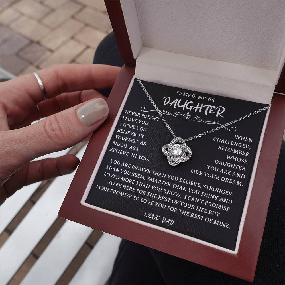 To My Daughter - Love Dad - Beautiful Gift Set - Love Knot Necklace -DLK019