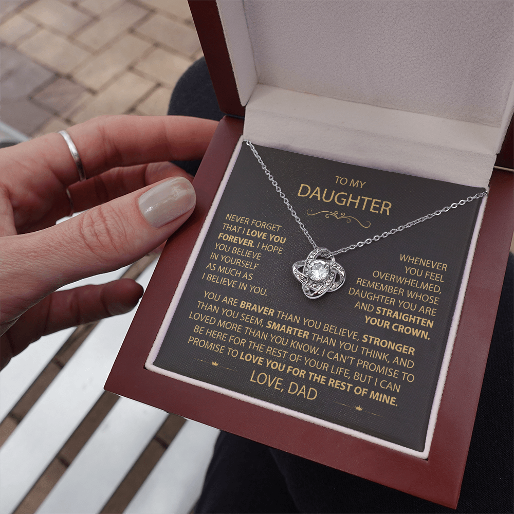 To My Daughter - Love Dad - Beautiful Gift Set - Love Knot Necklace -DLK002