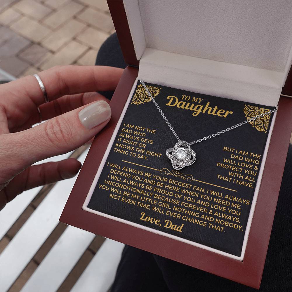 To My Daughter - Love Dad - Beautiful Gift Set - Love Knot Necklace -DLK004