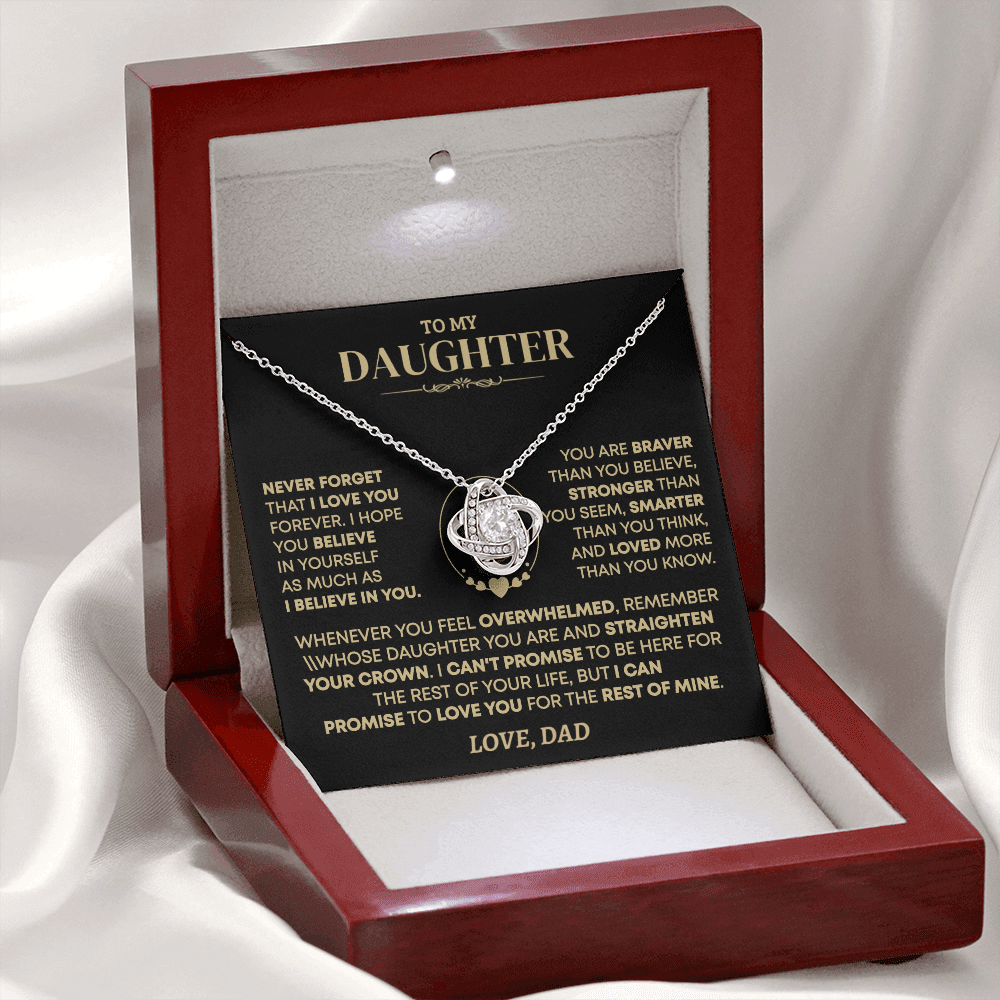 To My Daughter - Love Dad - Beautiful Gift Set - Love Knot Necklace -DLK001