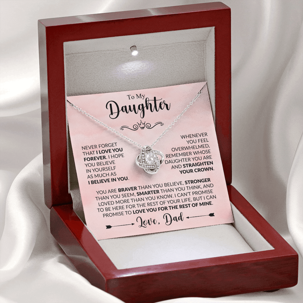 To My Daughter - Love Dad - Beautiful Gift Set - Love Knot Necklace -DLK021