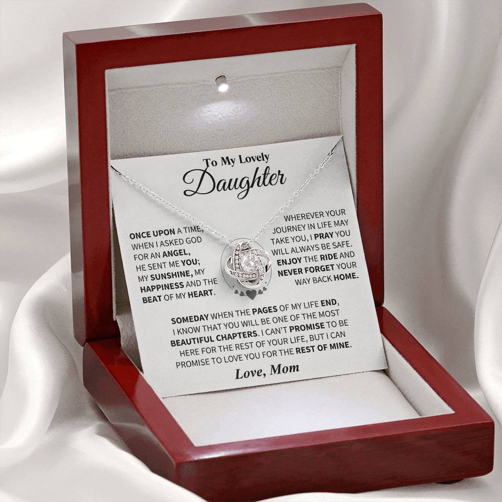To My Daughter - Love Dad - Beautiful Gift Set - Love Knot Necklace -DLK012