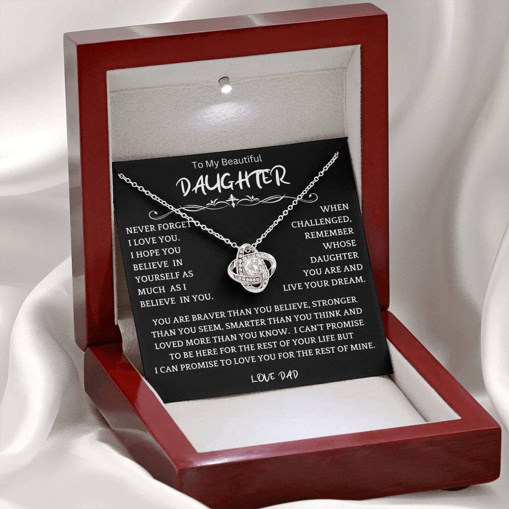 To My Daughter - Love Dad - Beautiful Gift Set - Love Knot Necklace -DLK019