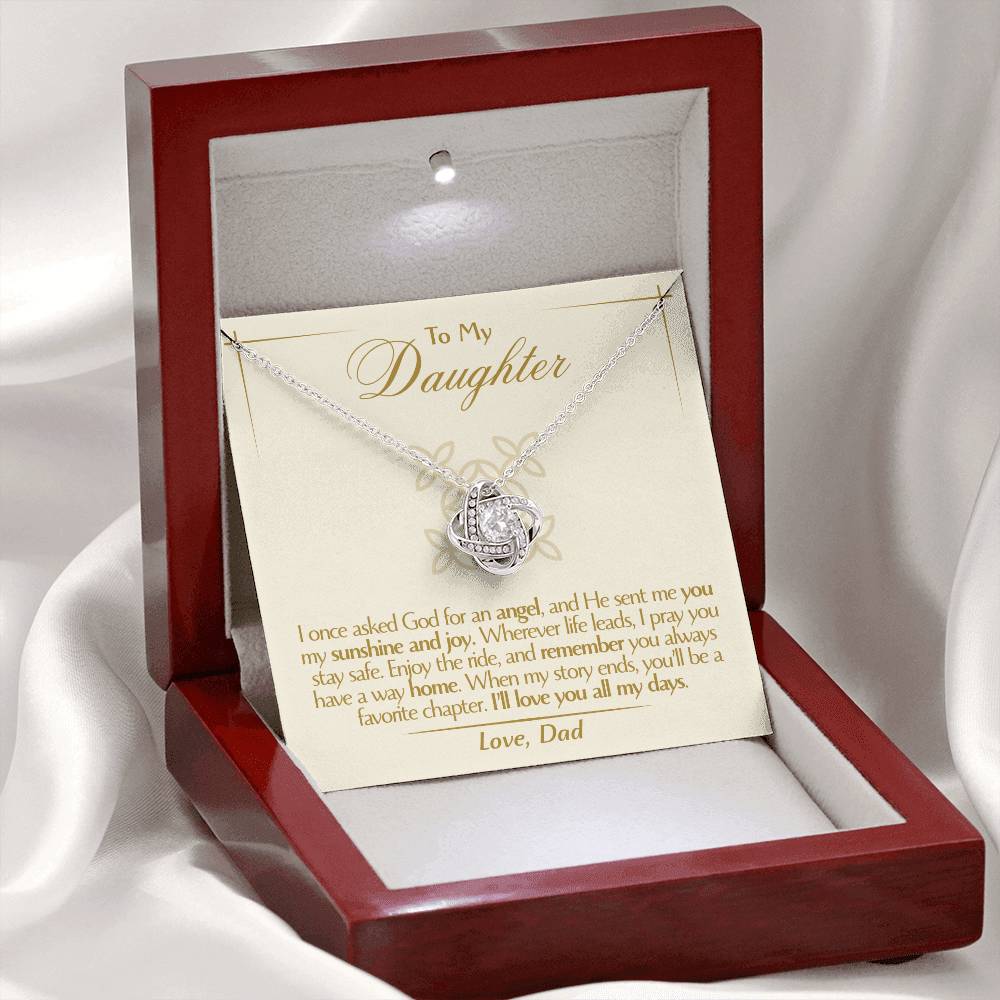 To My Daughter - Love Dad - Beautiful Gift Set - Love Knot Necklace -DLK016