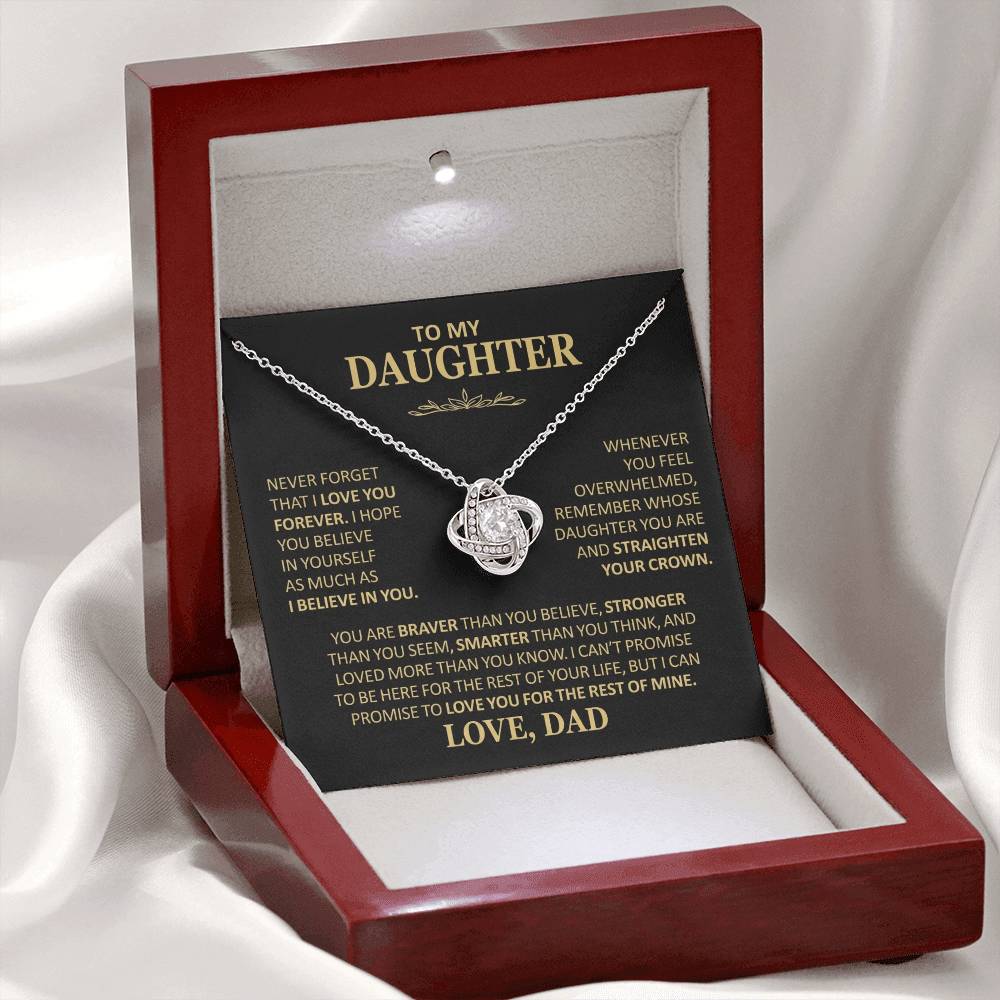 To My Daughter - Love Dad - Beautiful Gift Set - Love Knot Necklace -DLK020