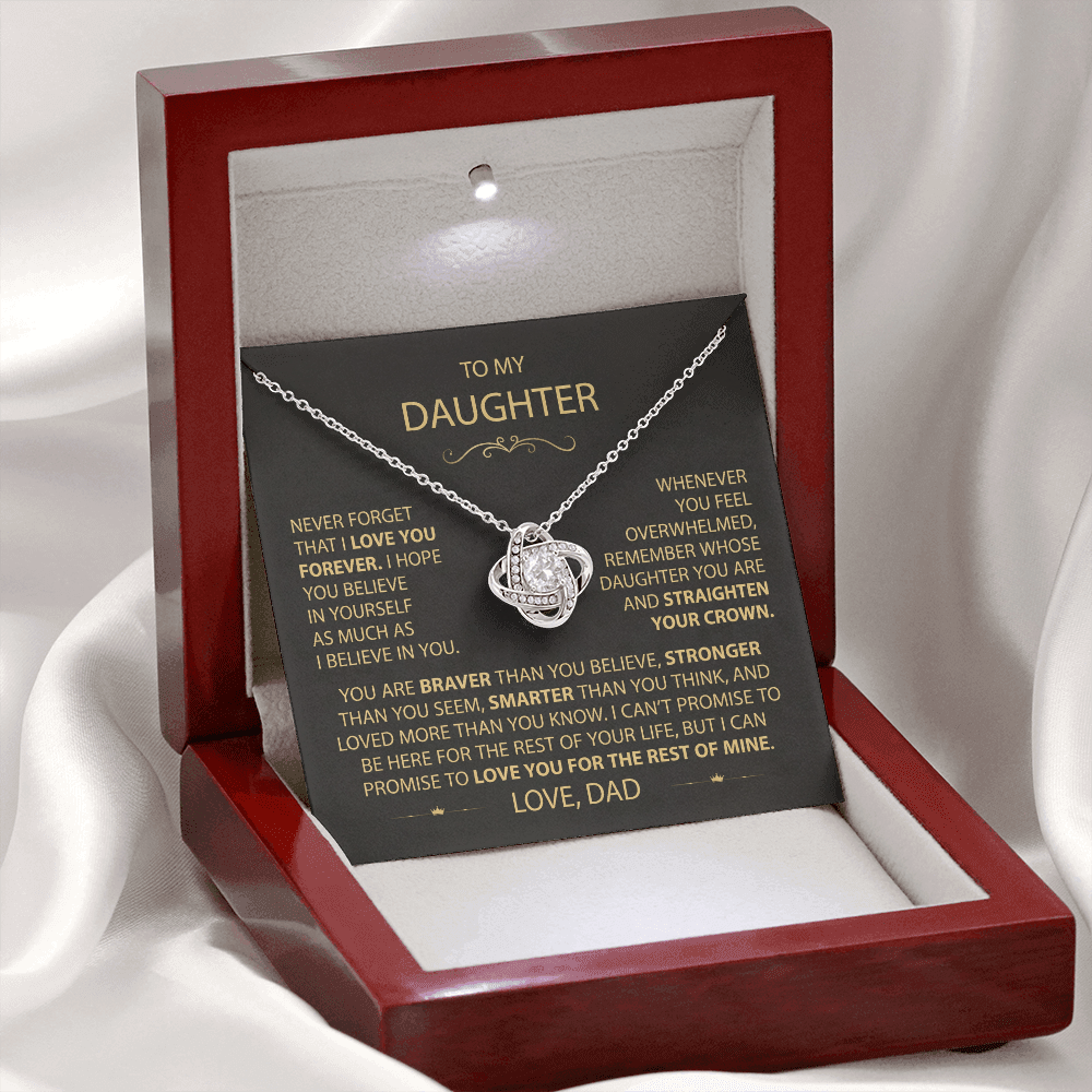 To My Daughter - Love Dad - Beautiful Gift Set - Love Knot Necklace -DLK002