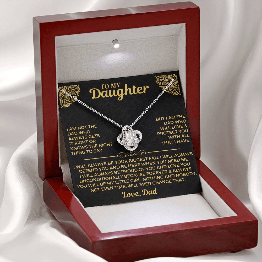 To My Daughter - Love Dad - Beautiful Gift Set - Love Knot Necklace -DLK004