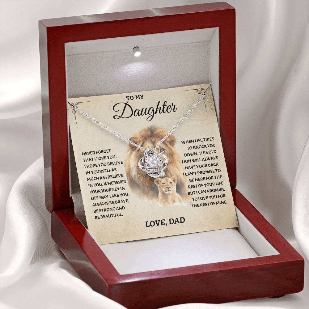 To My Daughter - Love Dad - Beautiful Gift Set - Love Knot Necklace -DLK011