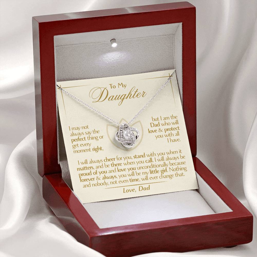 To My Daughter - Love Dad - Beautiful Gift Set - Love Knot Necklace -DLK010