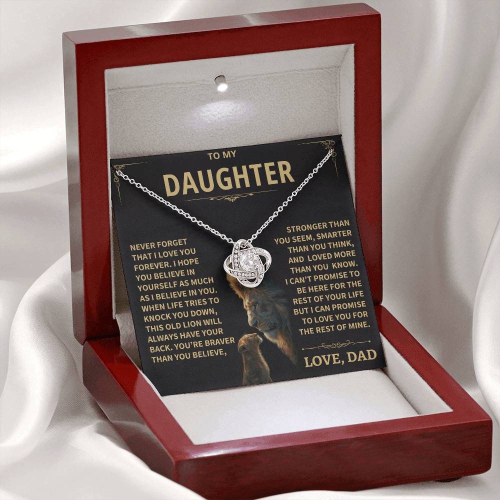 To My Daughter - Love Dad - Beautiful Gift Set - Love Knot Necklace -DLK009