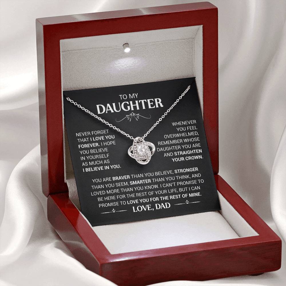 To My Daughter - Love Dad - Beautiful Gift Set - Love Knot Necklace -DLK008
