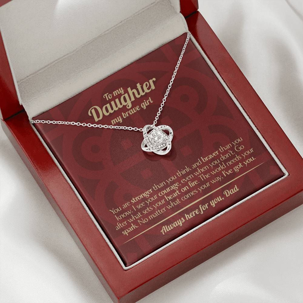 To My Daughter - Love Dad - Beautiful Gift Set - Love Knot Necklace -DLK003