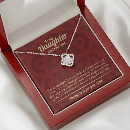To My Daughter - Love Dad - Beautiful Gift Set - Love Knot Necklace -DLK003