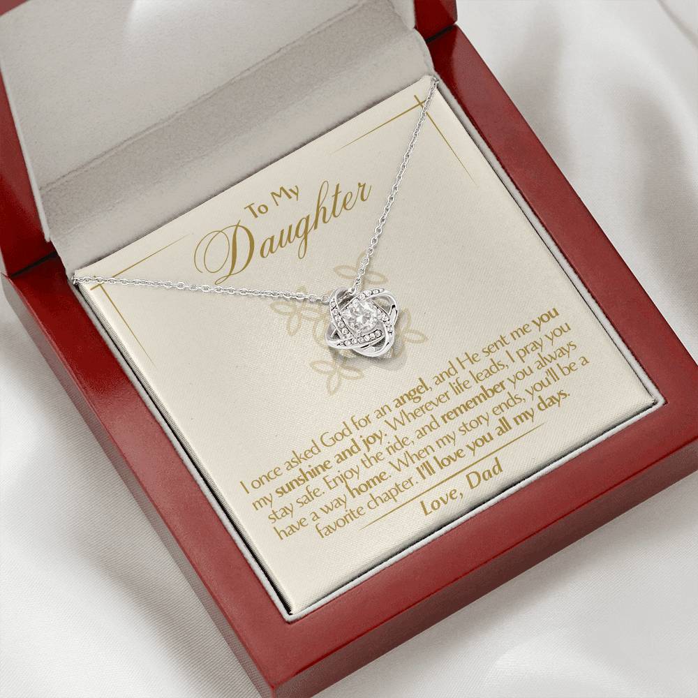To My Daughter - Love Dad - Beautiful Gift Set - Love Knot Necklace -DLK016