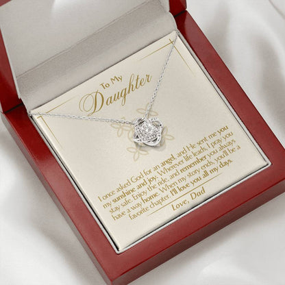To My Daughter - Love Dad - Beautiful Gift Set - Love Knot Necklace -DLK016