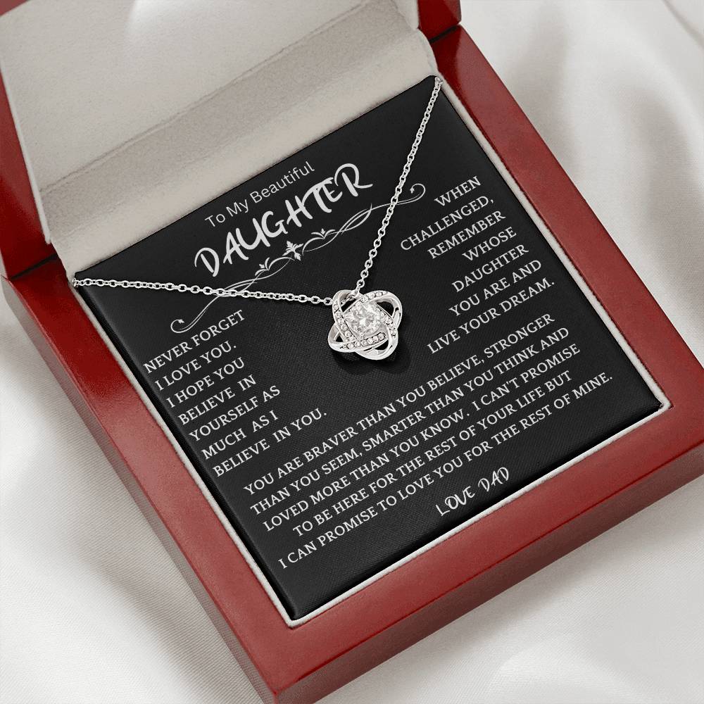 To My Daughter - Love Dad - Beautiful Gift Set - Love Knot Necklace -DLK019