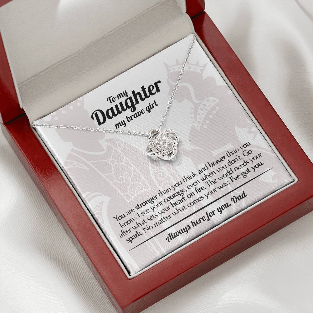 To My Daughter - Love Dad - Beautiful Gift Set - Love Knot Necklace -DLK017
