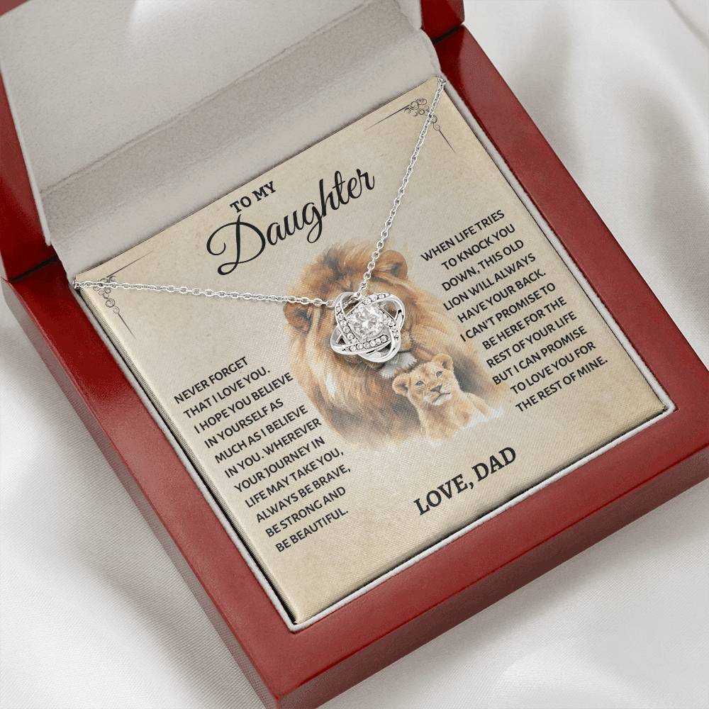 To My Daughter - Love Dad - Beautiful Gift Set - Love Knot Necklace -DLK011